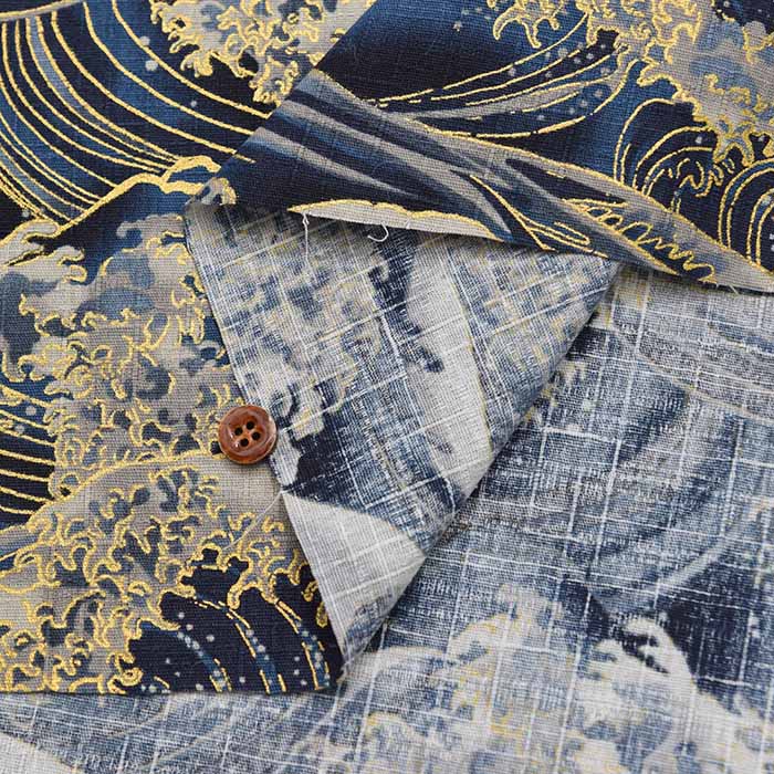 Cotton dobby Japanese Pattern printed fabric Wave - nomura tailor