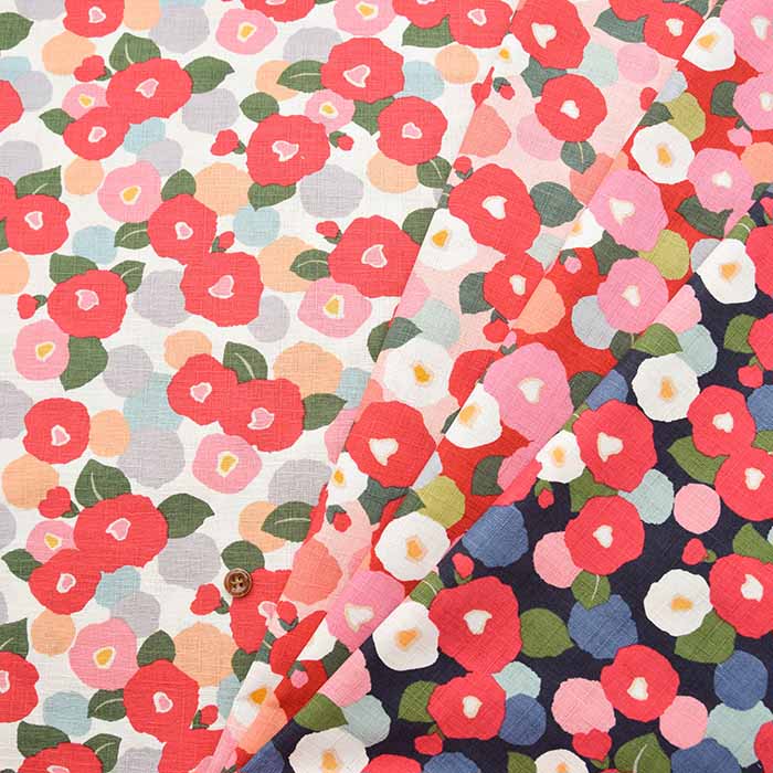 Cotton dobby printed fabric Camellia - nomura tailor