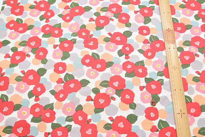 Cotton dobby printed fabric Camellia - nomura tailor