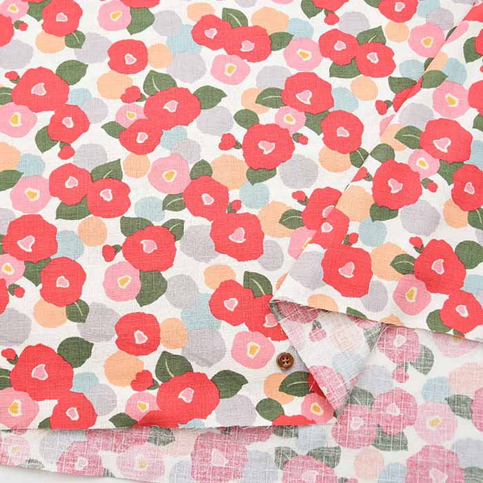 Cotton dobby printed fabric Camellia - nomura tailor