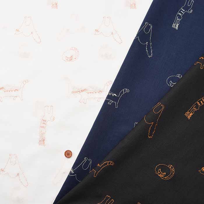 Cotton 60 lowne embroidery fabric Cat's day - nomura tailor