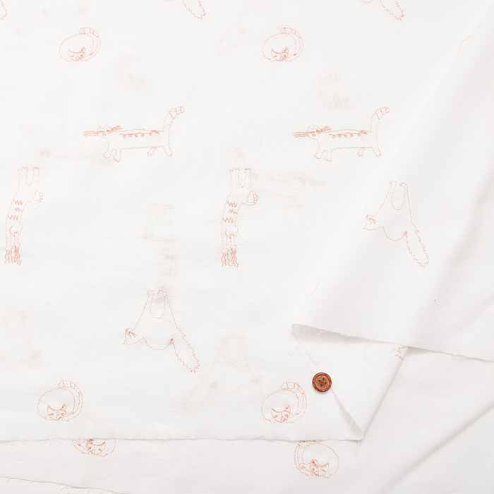 Cotton 60 lowne embroidery fabric Cat's day - nomura tailor