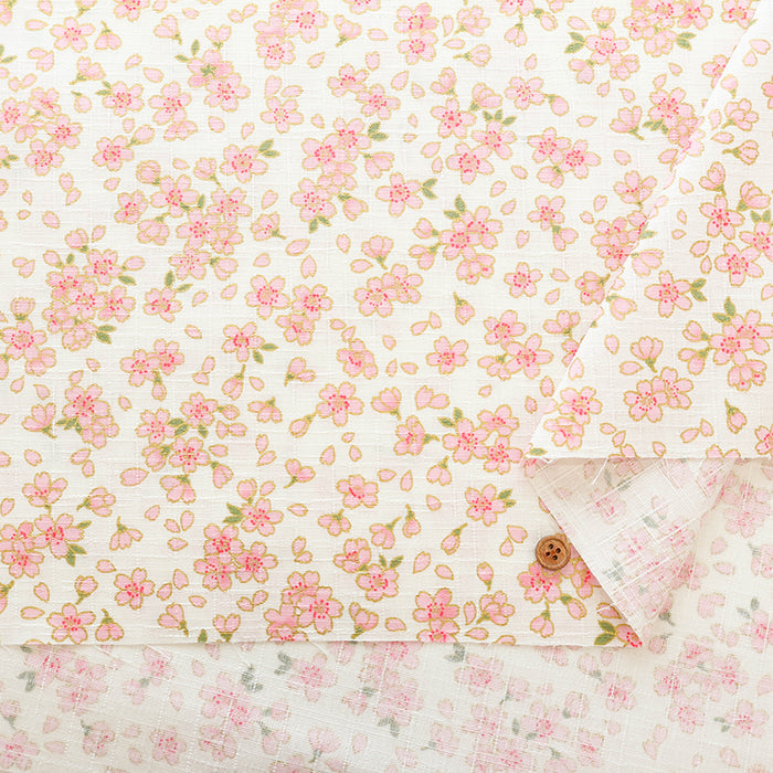 Cotton Dobby Lame (Glitter)  Print Fabric - Cherry Blossom - nomura tailor