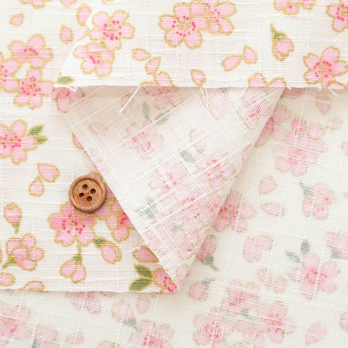 Cotton Dobby Lame (Glitter)  Print Fabric - Cherry Blossom - nomura tailor
