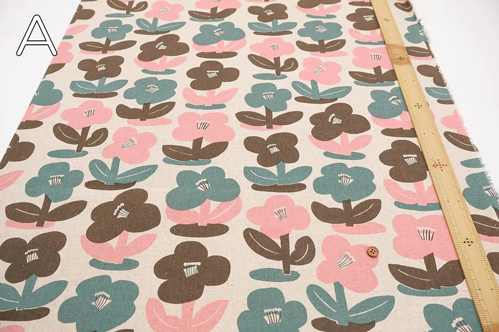 C/L Canvas Printed Fabric - Nordic Flowers - nomura tailor
