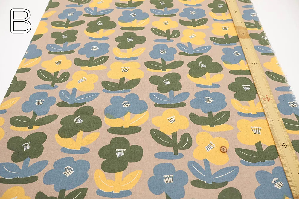 C/L Canvas Printed Fabric - Nordic Flowers - nomura tailor
