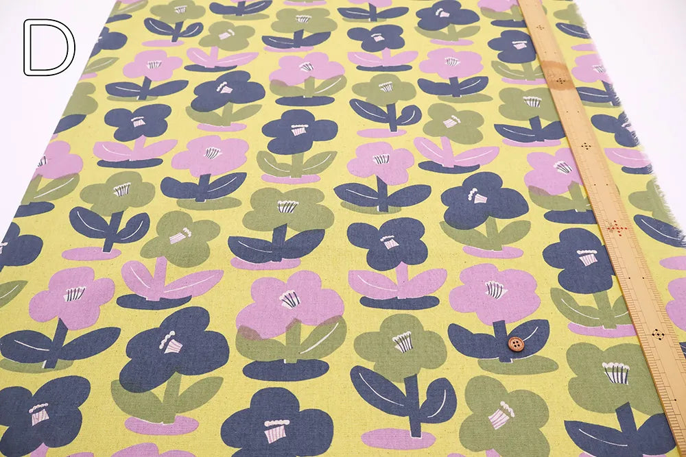 C/L Canvas Printed Fabric - Nordic Flowers - nomura tailor