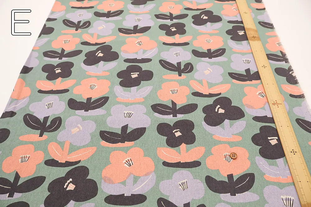 C/L Canvas Printed Fabric - Nordic Flowers - nomura tailor