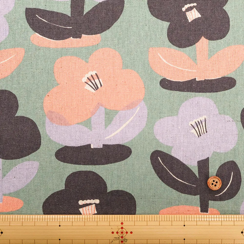 C/L Canvas Printed Fabric - Nordic Flowers - nomura tailor