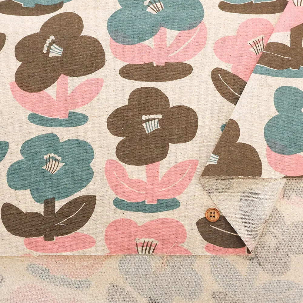 C/L Canvas Printed Fabric - Nordic Flowers - nomura tailor
