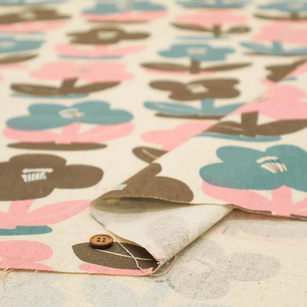 C/L Canvas Printed Fabric - Nordic Flowers - nomura tailor