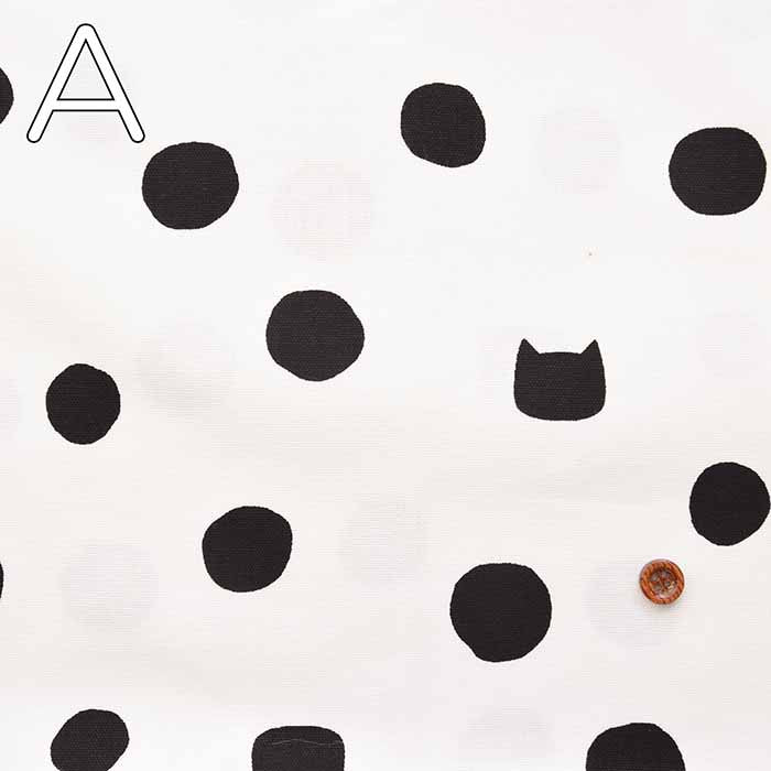 Cotton Ox Printed Fabric Silhouette Cat x Dot - nomura tailor