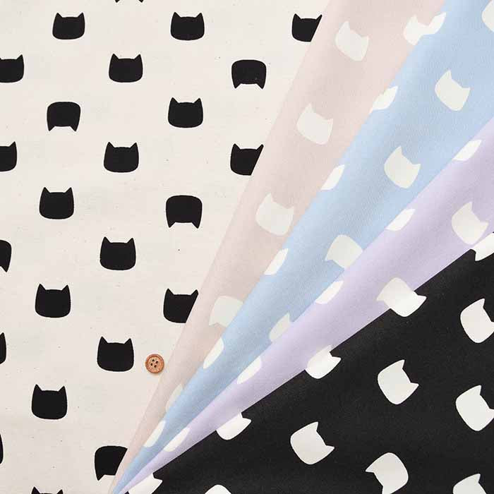 Cotton Ox Printed Fabric Silhouette Cat - nomura tailor