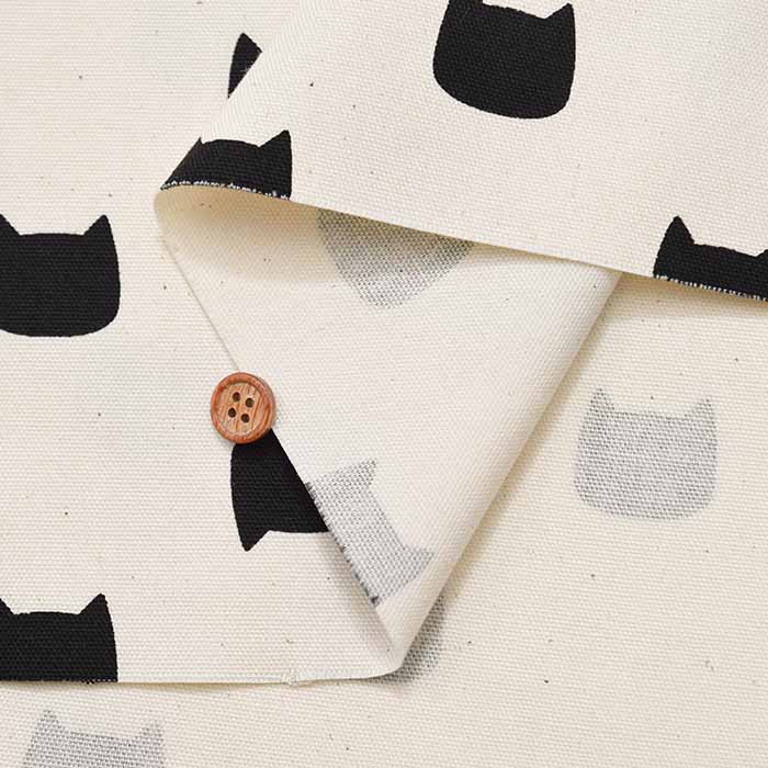 Cotton Ox Printed Fabric Silhouette Cat - nomura tailor