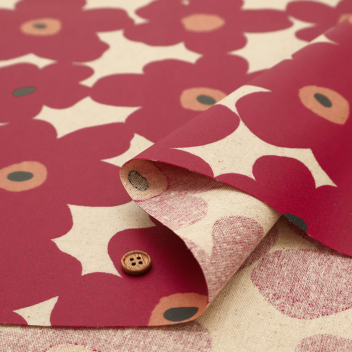 Cotton Oxford Laminated Fabric <Matte> - Finland Flower - nomura tailor