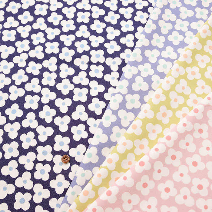 T/C Color Denim Printed Fabric Simple Flower - nomura tailor