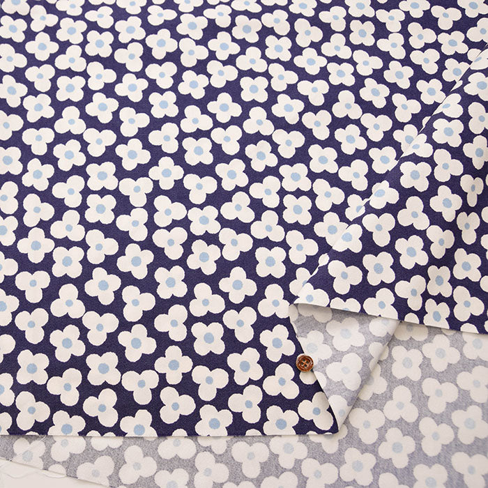 T/C Color Denim Printed Fabric Simple Flower - nomura tailor