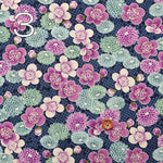 Cotton seating Japanese pattern print fabric Koumemaru chrysanthemum - nomura tailor