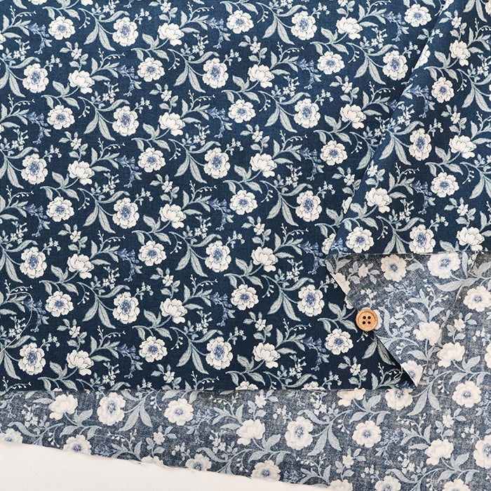 Unbleached Cotton Scare Printed Fabric - Peony - nomura tailor