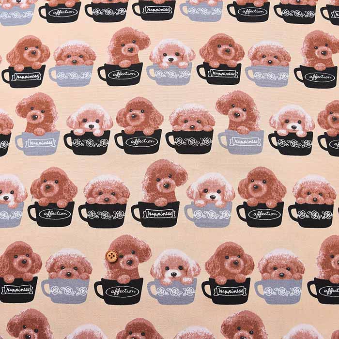 Cotton Ox Printed Fabric Teacup Poodle - nomura tailor