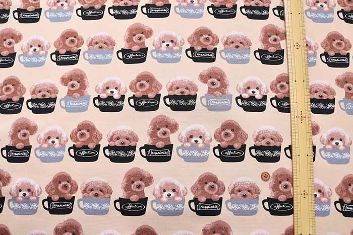 Cotton Ox Printed Fabric Teacup Poodle - nomura tailor