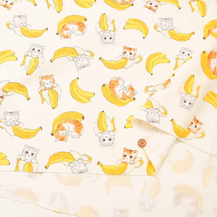 Cotton oxford printed fabric Bananya - nomura tailor