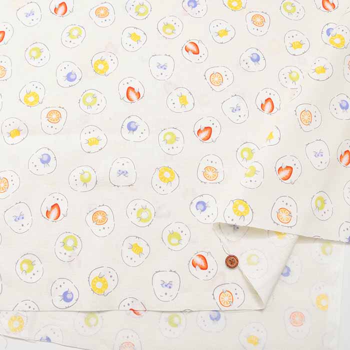 Cotton seating print fabric Fruit Daifuku Striped Enaga - nomura tailor