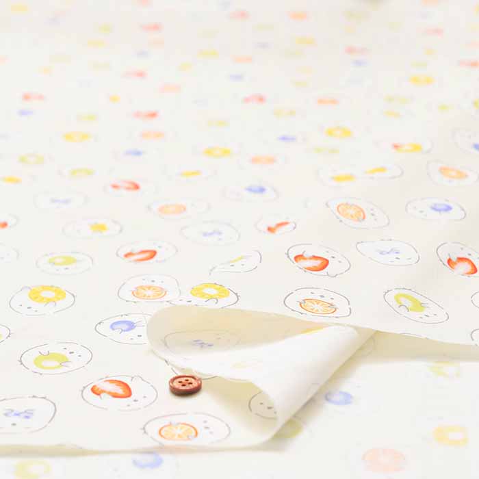 Cotton seating print fabric Fruit Daifuku Striped Enaga - nomura tailor