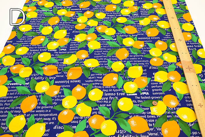 Cotton Oxford Printed Fabric - Lemon - nomura tailor