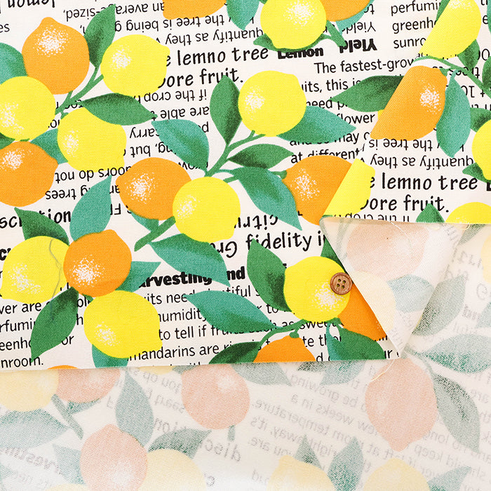 Cotton Oxford Printed Fabric - Lemon - nomura tailor