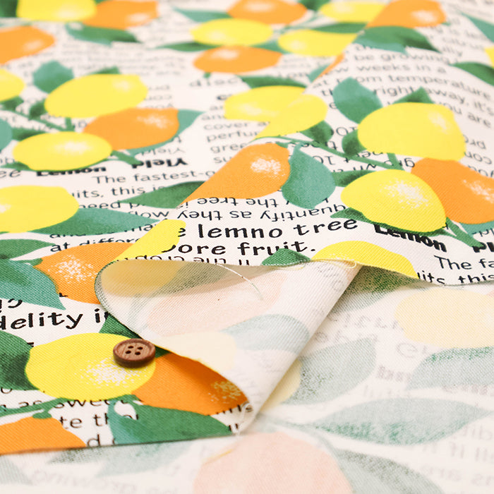 Cotton Oxford Printed Fabric - Lemon - nomura tailor