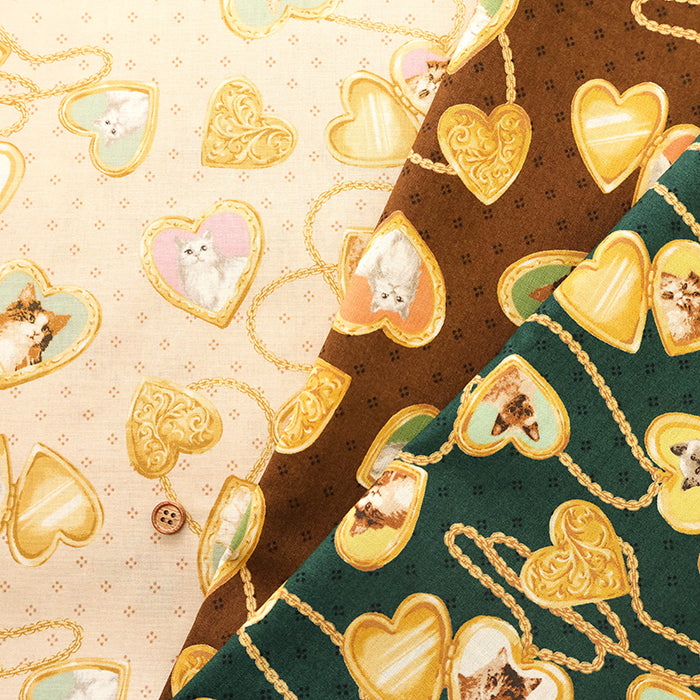 Cotton Sharting Printed Fabric - Cat's Playground Locket pendant - nomura tailor