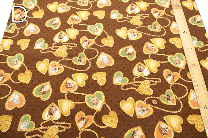 Cotton Sharting Printed Fabric - Cat's Playground Locket pendant - nomura tailor