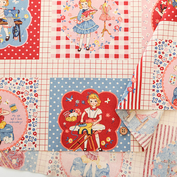 Cotton Muslin Printed Fabric - Cheery Days - Sewing Panel (1 Pattern: Approx. 105cm× 60cm) - nomura tailor