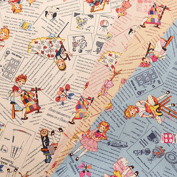 Cotton Muslin Printed Fabric - Cheery Days - English Text Collage - nomura tailor