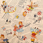 Cotton Muslin Printed Fabric - Cheery Days - English Text Collage - nomura tailor