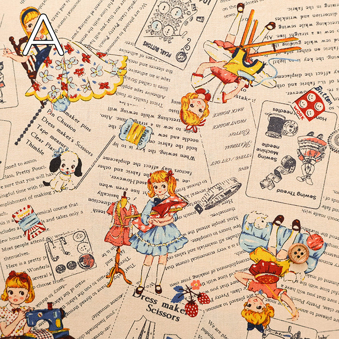 Cotton Muslin Printed Fabric - Cheery Days - English Text Collage - nomura tailor