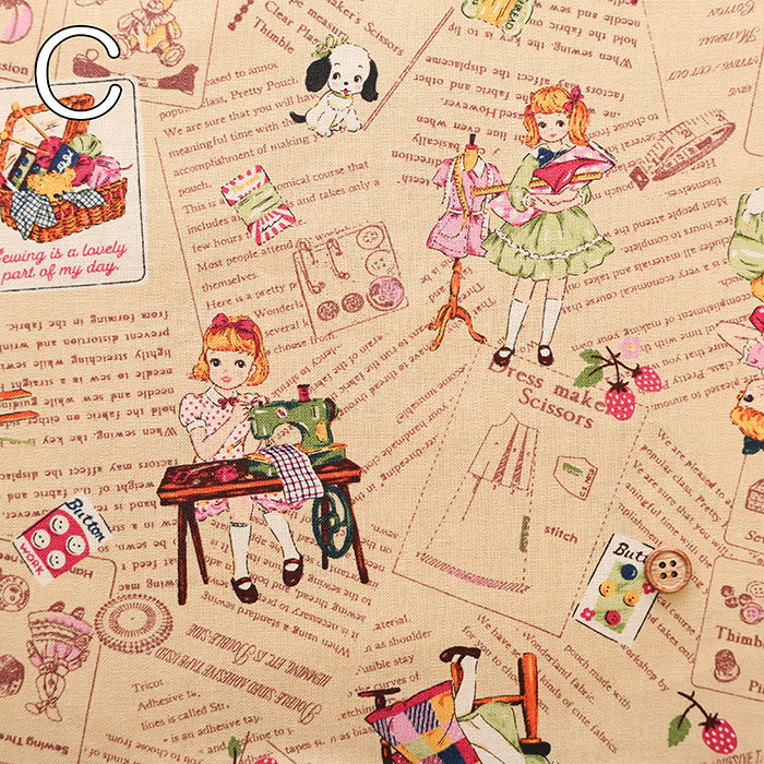 Cotton Muslin Printed Fabric - Cheery Days - English Text Collage - nomura tailor