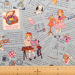 Cotton Muslin Printed Fabric - Cheery Days - English Text Collage - nomura tailor