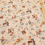 Cotton Muslin Printed Fabric - Cheery Days - English Text Collage - nomura tailor