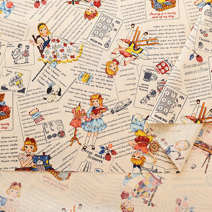 Cotton Muslin Printed Fabric - Cheery Days - English Text Collage - nomura tailor