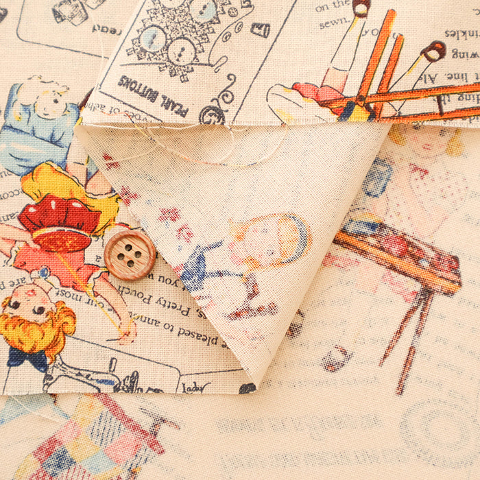 Cotton Muslin Printed Fabric - Cheery Days - English Text Collage - nomura tailor