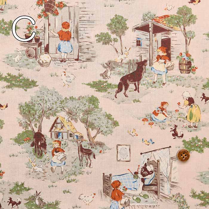 Cotton sheeting print fabric Little story Little Red Riding Hood - nomura tailor