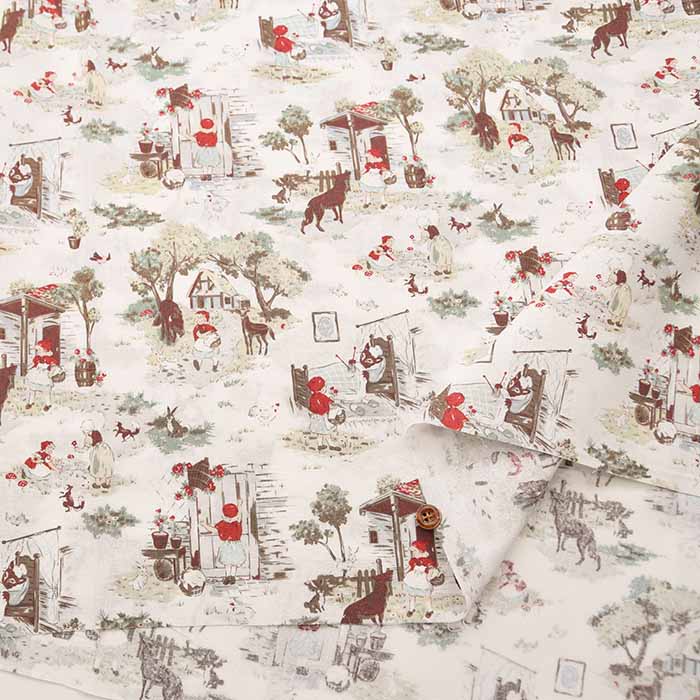 Cotton sheeting print fabric Little story Little Red Riding Hood - nomura tailor