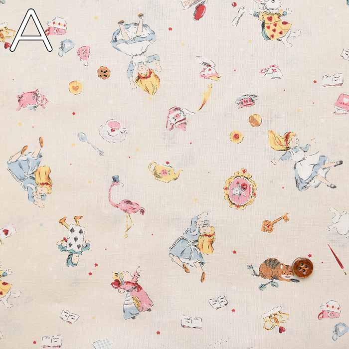 Cotton sheeting print fabric Little Story Alice in Wonderland - nomura tailor