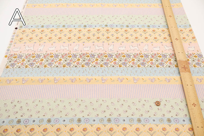 Cotton Sheeting printed Fabric  - Shanti Garden Cat Border - nomura tailor