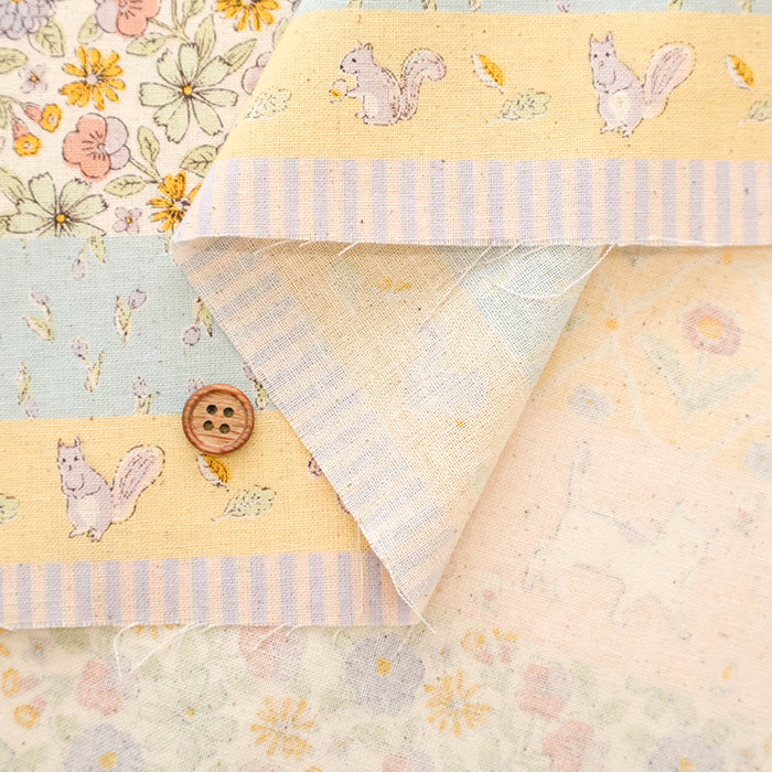 Cotton Sheeting printed Fabric  - Shanti Garden Cat Border - nomura tailor