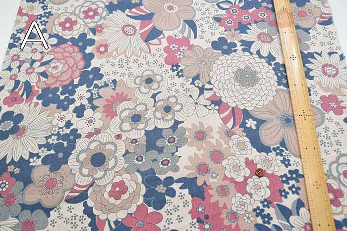 C/L Canvas Printed Fabric KNAP Big Flower - nomura tailor