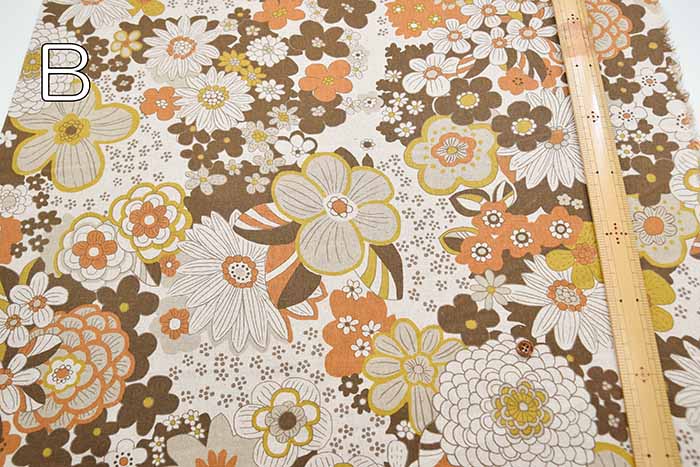 C/L Canvas Printed Fabric KNAP Big Flower - nomura tailor