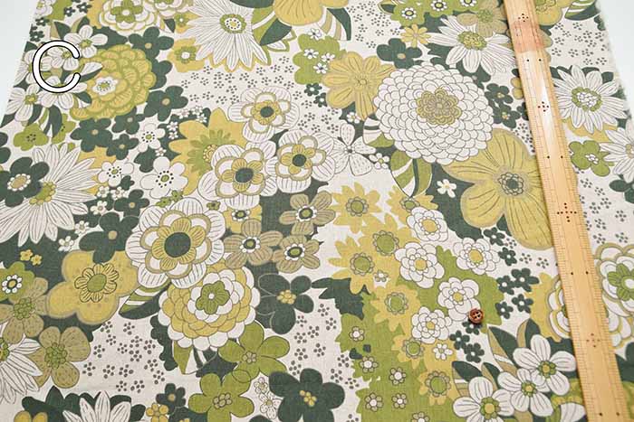 C/L Canvas Printed Fabric KNAP Big Flower - nomura tailor